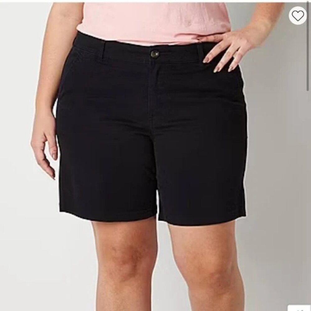 Lane Bryant Womens Black Shorts Size 24 With Button Closure & Pockets Cotton/Spa